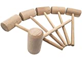 BSANG 8-Inch Large Wooden Crab Lobster Mallet, Seafood Hammers Shellfish Mallets, Wooden Hammer for Chocolate, Kids Toys Mallet, Breakable Heart Hammer, Natural Hard Beechwood (6 Pcs)