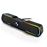 Computer Speakers, ARCHEER RGB Gaming PC Speakers, Wired USB Sound Bar with Enhanced Stereo Bass, Dual-Channel Desktop Speakers for TV PS4 Laptop Tablet Smartphones USB Powered