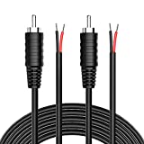 PixelMan(18AWG 6.5ft 2Pcs) Thick RCA Speaker Wire, RCA Male Plug to Bare Wire,18 Gauge Audio Adapter Cable RCA Jack, Stereo Speakers Wire Connector, Video Speaker Cord use for Amplifier Subwoofer TV