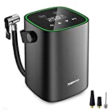 ShockFlo Tire Inflator Portable Air Compressor, Cordless 150 PSI Car Air Pump with Dual Power Supply (Rechargeable Battery Powered & 12V DC) with Digital Pressure Gauge for Car Motorcycle Bike