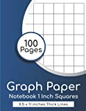 Graph Paper Notebook 1 Inch Squares: (100 Pages, Thick Solid Grid, Large, 8.5 x 11) 1 Inch Square Graph Paper, Grid Paper Notebook, Thick Squared Graphing Paper