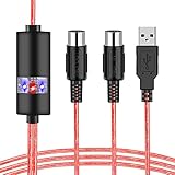 USB MIDI Cable-Upgrade Professional MIDI to USB in-Out Cable Adapter Converter Connect Piano Keyboard to PC/Laptop for Editing&Recording 2M(6.5FT) (Red)