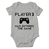 Player 3 Has Entered The Game - I'm a Gamer Like My Daddy - Cute One-Piece Infant Baby Bodysuit (Newborn, Sports Grey)