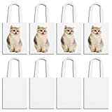 8 Pieces Craft Canvas Bag Sublimation Polyester Screen Printing Blank Canvas Tote Bag Reusable Grocery Bags Durable Bag for Creative DIY Funs, Crafting and Embroidering