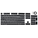 HUYUN PBT Double-Shot Full Set 104 -Key keycaps US Layout Replacement for Corsair RGB & Backlit Mechanical Keyboards - FPS MOBA MMO (Black)