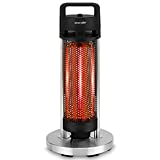 Infrared Outdoor Electric Space Heater - 900Watt Portable Fast Heating Indoor/Outdoor Heater Odorless Waterproof Electric Patio Heater w/ Tip-over Safety Switch -Remote Control -SereneLife SLOHT24
