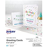 Avery Printable Greeting Cards, Half-Fold, 5.5' x 8.5', Textured White, 30 Blank Cards with Envelopes (3378)