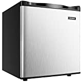 Euhomy Mini Freezer Countertop, 1.1 Cubic Feet, Single Door Compact Upright Freezer with Reversible Stainless Steel Door, Removable Shelves, Small freezer for Home/Dorms/Apartment/Office(Silver)