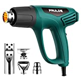 Heat Gun Dual Temperature Settings, PRULDE N2190 1500W Hot Air Gun 800°F - 1112°F, Overload Protection with 4 Nozzle Attachments for Crafts, Shrink Wrapping/Tubing, Paint Removing