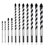 Masonry Drill Bits Set (11PCS),Concrete Drill Bit Set for Glass,Tile, Brick, Cement, Concrete, Plastic, Cinder Block, Wood etc with Industrial Strength Carbide Tip,1/8'-1/2' by amoolo