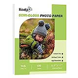 Koala Inkjet Thin Semi-Glossy Photo Paper 8.5x11 Inches 100 Sheets Compatible with Inkjet Printer for Brochure Flyer Printing 6Mil Use DYE INK 30LB