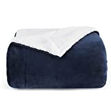 Bedsure Sherpa Fleece Throw Blanket for Couch - Navy Blue Thick Fuzzy Warm Soft Blankets and Throws for Sofa, 50x60 Inches