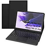For Samsung Galaxy Tab S7 FE / S7 Plus /S8+ 12.4 inch Case with Keyboard - Smart Detachable Wireless Touchpad Tablet Keyboard Cover - Tab S7 FE 2021/ S7+ 2020/S8+ Keyboard Case with S Pen Holder Black