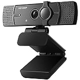 Webcam with Microphone, No Distortion 1080P USB Camera Plug&Play Built-in Mic Full Ultra HD Web Camera Video Cam Calling Conferencing Streaming for Desktop/Computer/Mac/Laptop/MacBook Black