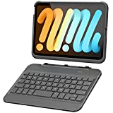 GreenLaw iPad Mini 6 2021 Case with Keyboard, Magnetic Detachable, Bluetooth Wireless, Silicone+ABS Case, Type-C Rechargeable Keyboard Case for 8.3 inch iPad Mini 6, Grey