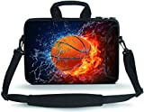 HYUTOTA 11 11.6 12 12.5 13 inches Case Laptop/Chromebook/Ultrabook/Notebook PC Messenger Bag Tablet Travel Case Neoprene Handle Sleeve with Shoulder Strap(Basketball Fire)