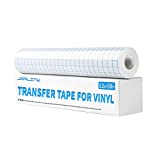 JARLINK Vinyl Transfer Paper Tape, 12'' x 50 Feet Transfer Tape Roll with Blue Alignment Grid for Self Adhesive Vinyl, Clear Medium Tack Tape for Windows, Walls, Stickers, Decals
