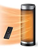 Dreo Space Heater, 2022 Upgraded 1500W Fast Heating Electric Ceramic with Remote, Digital Thermostat, Overheating & Tip-Over Protection, 70°Oscillating, Portable, Black, 16 inch (DR-HSH003Silver)