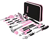 DEKO Pink Tool Set 110 Piece Household Tool Kit,Ladies Portable Tool Set with Easy Carrying Pouch, Perfect for DIY Projects, Home Maintenance