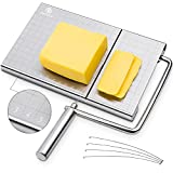 PL ZMPWLQ Cheese-Slicers with Wire, Cheese Slicer Stainless Steel with 4 Replacement Wires Cheese Cutters Accurate Size Scale,Wire Cheese Slicer for Soft Cheese, Cheese Cutter Wire Cheese Slicer