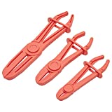 Fuel Line Clamp Set, Hose Pinch Pliers for Radiator, Brake, Coolant and Gas Line, Red (3 Sizes)