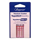 Superior Threads - Titanium-Coated Topstitch Needles #90/14 - for Quilting, Embroidery, and Sewing, 5 Count