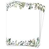 Leaf Theme Paper Stationery, Greenery Letterhead Paper 8.5 x 11 Inches, 50 Sheets, Elegant Writing Paper, Pretty Stationary Paper, Decorative Printer Paper