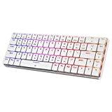 60% Compact RGB Wireless Mechanical Gaming Keyboard, Brown Switches, Bluetooth 5.0, Wired Keyboard 69 Keys for PC Tablet Laptop Cell Phone, White