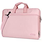 MOSISO 360 Protective Laptop Shoulder Bag Compatible with MacBook Pro 16 inch 2021 2022 M1 A2485/2019-2020 A2141/Pro 15 A1398, 15-15.6 inch Notebook, Matching Color Sleeve with Belt, Pink