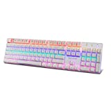 HANSUNG COM Gtune GK360 Quick SWAP Switch Mechanical Custom Gaming Keyboard Rainbow LED NKEY-Rollover (English/Korean Layout) Blue Switch Click (White)