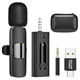 Wireless Lavalier Microphone for Camera/DSLR/Computer/Laptop/MacBook/Android Phone/iPhone/iPad/Tablet, Cordless Clip On Lapel Mic for Video Recording, YouTube, Vlog, Interview, Podcast