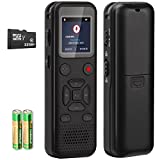 72GB Digital Voice Activated Recorder: Portable Tape Recorder with Playback Audio Recording Device for Lectures Meetings, Small Dictaphone Sound Recorder with Line in | Password | Support TF Expansion