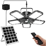 Solar Shed Light Outdoor Indoor Daytime Work Light AEQ Solar Pendant Light with Remote Control, Adjustable Solar Powered Indoor Lamp with Motion Sensor/Timer/6 Modes for Shed Garage Barn House Shop