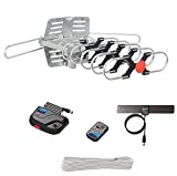 ViewTV Outdoor Antenna Digital Amplified HDTV Antenna Motorized 360 Degree Rotation Wireless Remote 1080p 4K Ready up to 150 Miles Range with 40 ft coax Cable, Mini Indoor TV Antenna