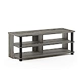 Furinno Sully 3-Tier Stand for TV up to 50, French Oak Grey/Black
