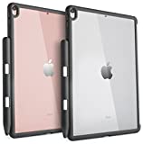 TineeOwl iPad Pro/Air (10.5-inch) Case with Pencil Holder [Improved] Thin and Slim, Compatible with Apple Smart Keyboard and Smart Cover (Clear / Black)