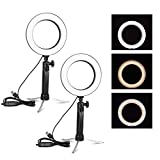EMART 6'' LED Ring Light with Tripod Stand, 3 Light Modes & 11 Brightness Level Photography Continuous Portable Lighting Kit for Table Top Photo Video Studio - 2 Sets