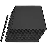 ProsourceFit Extra Thick Puzzle Exercise Mat ¾”, EVA Foam Interlocking Tiles for Protective, Cushioned Workout Flooring for Home and Gym Equipment, Black