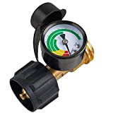SHINESTAR Universal Propane Tank Gauge, QCC1 / Type 1 Connection, Fit for Flame King 5-40 Pound Steel Propane Cylinder, 100% Solid Brass