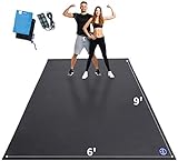 Extra Large Exercise Mat 9' x 6' x 7mm, High-Density Workout Mats for Home Gym Flooring, Non-Slip, Extra Thick Durable Cardio Mat, Ideal for Plyo, MMA, Jump Rope - Shoe Friendly