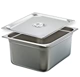 Tiger Chef 6-inch 1/2 Half-Size 22 Gauge Stainless Steel Anti-Jam Steam Table Pan with Lid