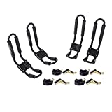 AA-Racks 2 Pair J-Bar Rack for Kayak Carrier Canoe Boat Paddle Board Surfboard Roof Top Mount on Car SUV Truck Crossbar with 16 Ft Ratchet Lashing Straps