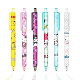 6 Pcs Anime Gel Ink Pens Ballpoint Pens Kitty Melody Black 0.5mm Writing Cute Kawaii School Supplies Office For Students Teen Girls