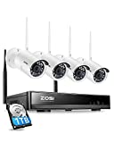 ZOSI 2K Wireless Security Camera System,2K H.265+ 8CH NVR with 1TB Hard Drive,4pcs 3MP WiFi Surveillance Cameras Indoor Outdoor,Night Vision,Motion Detection,Remote Access,for Home 24-7 Recording