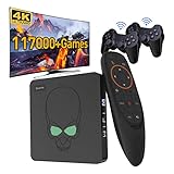 Super Console X King Game Console with 117000 Games,Compatible with PSP/PS1/MAME/ARCADE,S922X,EmuELEC 4.5/Android 9.0/CoreELEC 3 Systems in 1,4K UHD Output,2.4G+5G WiFi,Voice Remote Control,2 Gamepads