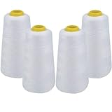IZO Home Goods 4-Pack of 6000 Yards (Each) White Serger Cone Thread All Purpose Sewing Thread Polyester Spools Overlock (Serger,Over Lock, Merrow, Single Needle)