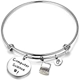FEELMEM Computer Science Bracelet Laptop Mouse Charm Bangle Bracelet Computer Programmer Jewelry Coding Jewelry Gift for Software Engineer Student (silver)