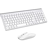 Wireless Keyboard Mouse Combo, cimetech Compact Full Size Wireless Keyboard and Mouse Set 2.4G Ultra-Thin Sleek Design for Windows, Computer, Desktop, PC, Notebook, Laptop - Silver