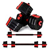 VIVITORY Dumbbell Sets Adjustable Weights, Free Weights Dumbbells Set with Connector, Non-Rolling Adjustable Dumbbell Set, Red Dumbbells Weights Set for Home Gym, 44 to 66 Lbs, Hexagon, Cement Mixture