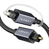 Optical Audio Cable 10ft/3M, iVANKY Slim Braided Fiber Audio Cable, Digital Optic Cord,Toslink Cable, Aluminum Shell, Gold-Plated for Sound Bar, TV, PS4, Xbox, Samsung, Vizio - CL3 Rated